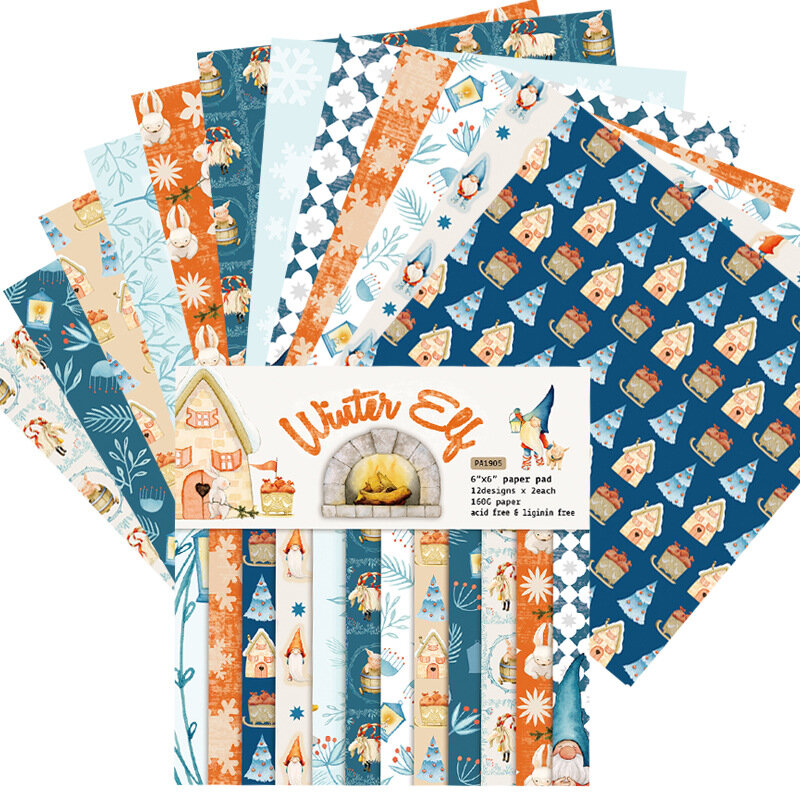 24 folha/conjunto 6.6 polegada fundo papel almofada inverno natal série scrapbooking para cartões convite que faz a decoração cardstock 2019