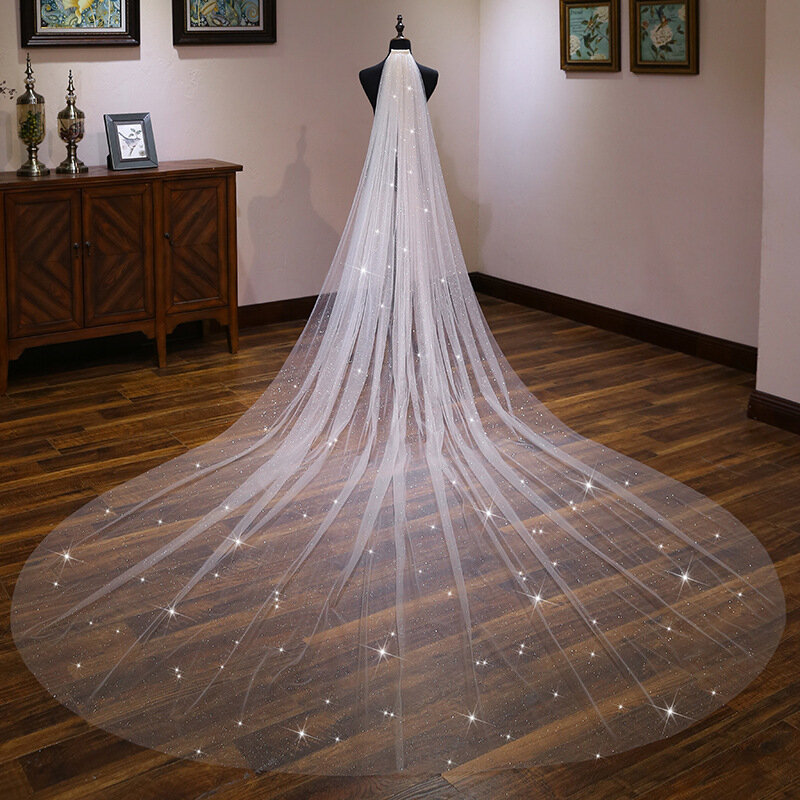 3M Long Bridal Veil with Comb Soft Stunning Tulle Wedding Accessories Cathedral Long Bridal Wedding Veil