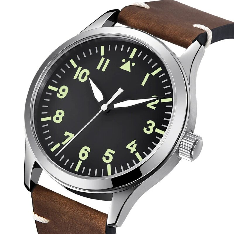Corgpus relógio esportivo masculino, relógio de pulso automático em nylon militar, com pulseira de couro e mecânico