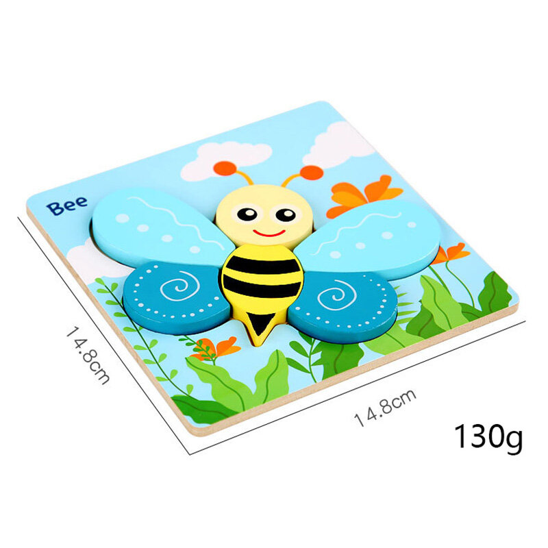モンテッソーリ-子供向けの3D木製パズル,教育玩具,動物,学習,子供向け