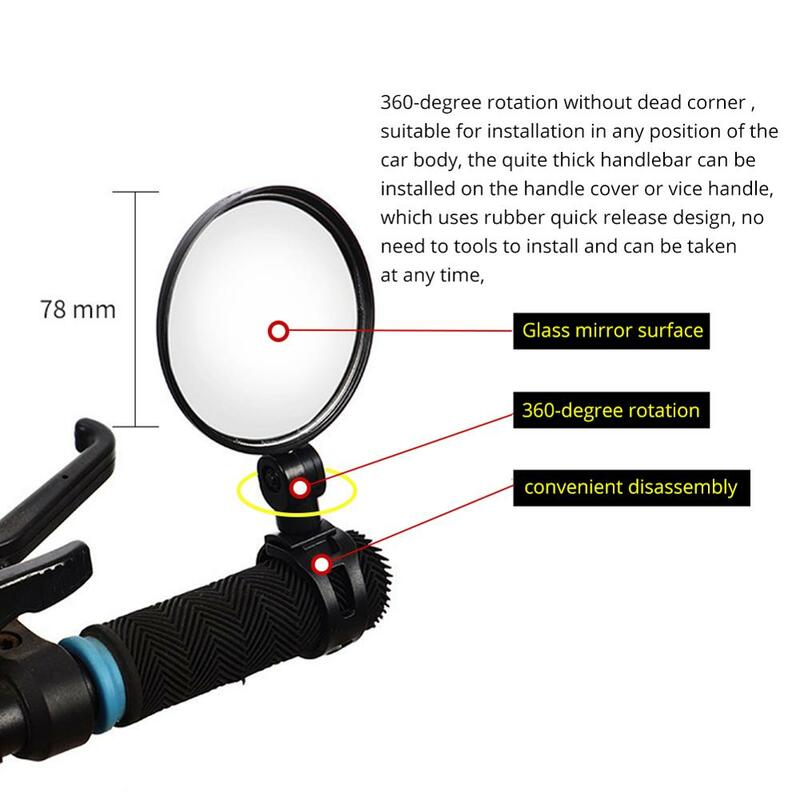 Rétroviseur de guidon pour vélo rotation 360° 15-35 mm,adapté pour VTT ou vélo de route,