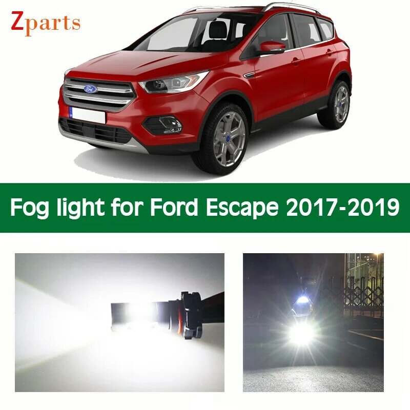 1 Paar Auto Led Mistlamp Voor Ford Escape 2017 - 2019 Auto Foglamp Lamp Wit Verlichting 12V 6000K Auto Lampen Auto Accessoires