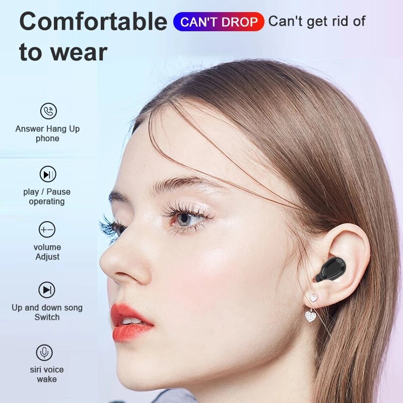 Bluetooth Wireless Headphones with Led Display Hi-Fi Thousand Yuan Stereo Sound Music Headset Comfortable To Wear Sleep Earbuds