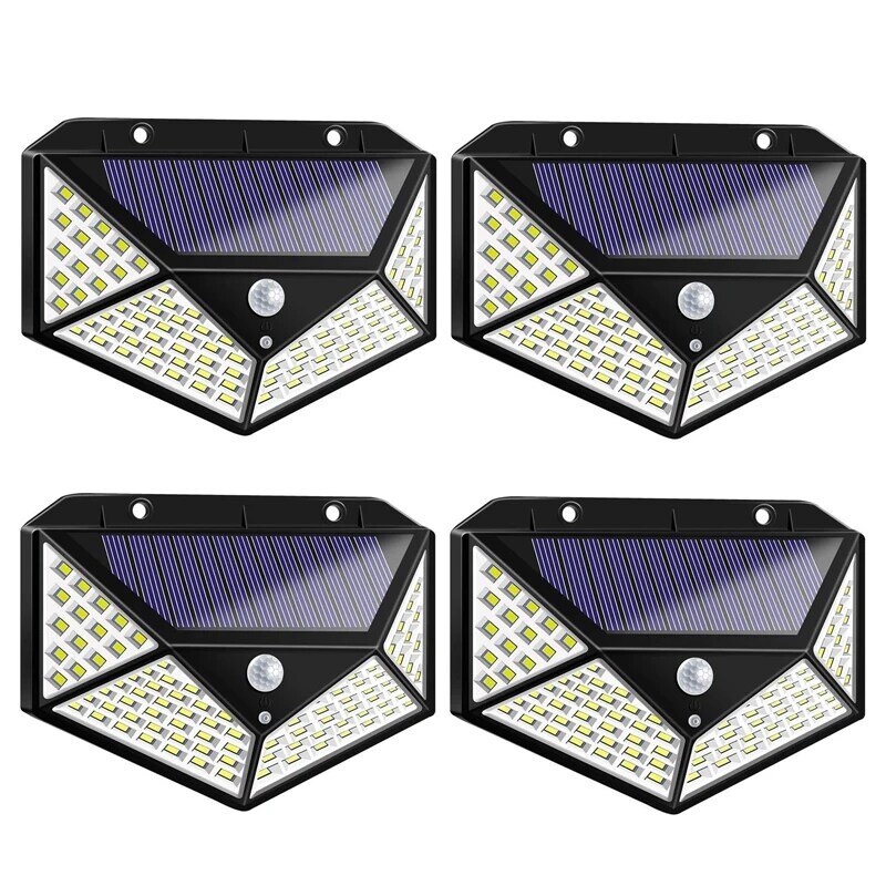 Lâmpada led de energia solar, para ambientes externos, com sensor de movimento, lâmpada de parede, para jardim, para iluminação de rua, com 100 leds