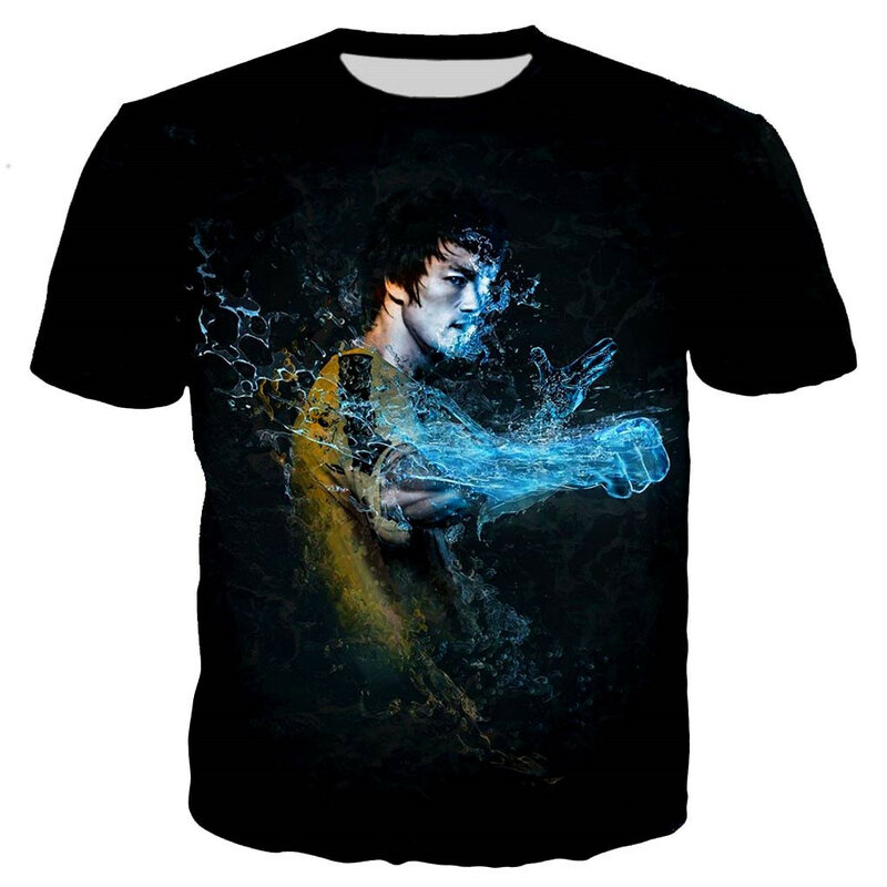 T-shirt à manches courtes pour homme et femme, estival et décontracté, avec Bruce Lee, impression 3D, 2021