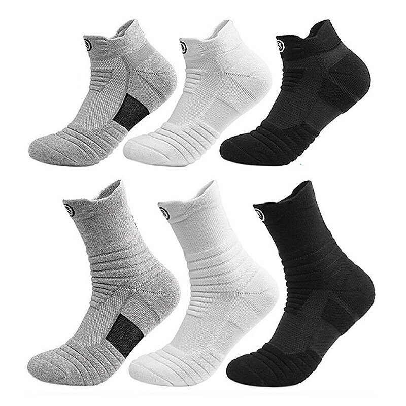 3pairs/Lot Men's Socks Sports Running Socks Outdoor Socks Breathable Terry Bottom Thick Basketball Socks Running Stockings Men