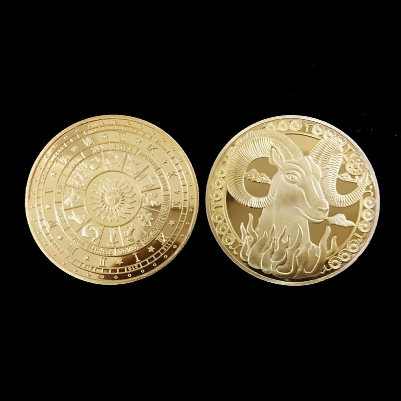 イギリスの幸運な金のコインカモレゴラビア、ゲジニ、クアチャウス、山羊座、レトロ、タウル、魚座の金メッキの金のコイン