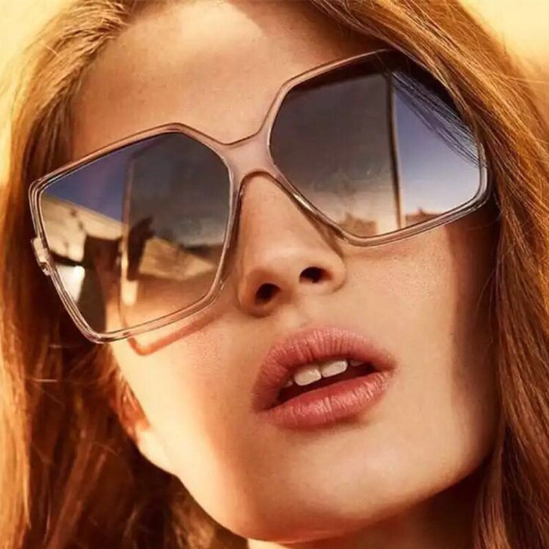 Oversized Squareแว่นตากันแดดผู้หญิง 2020 ใหม่แฟชั่นอินเทรนด์VINTAGE BROWN Gradientสีดำแบรนด์หรูสุภาพสตรีแว่นตาUV400 Oculos