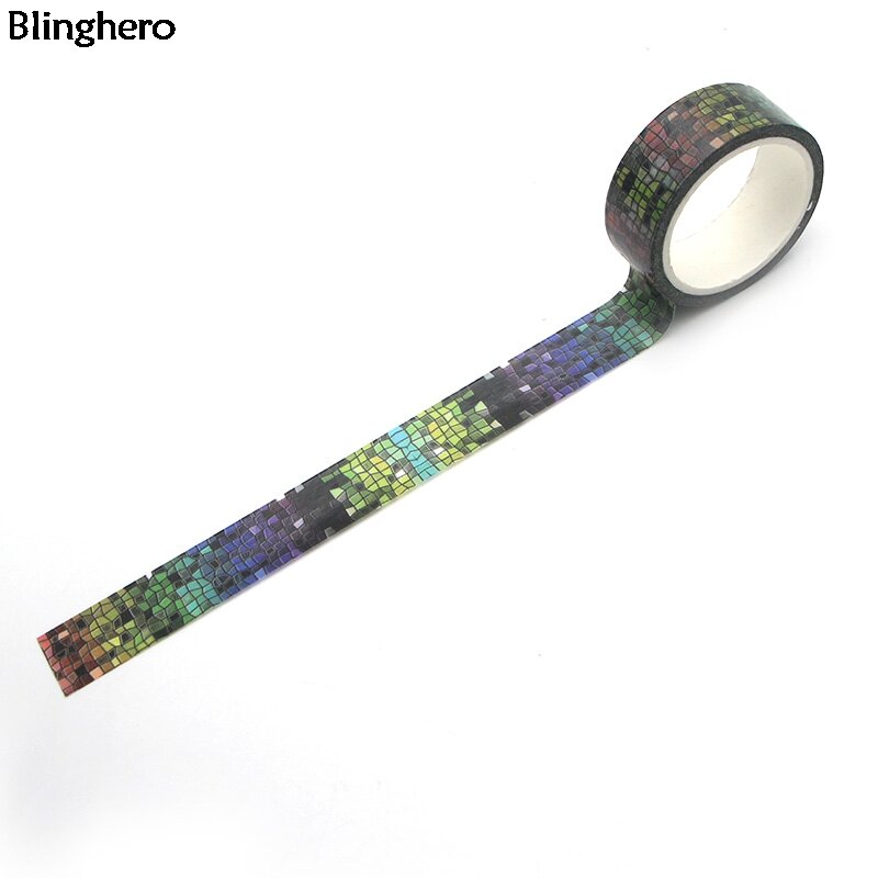 Blinghero Kleurrijke Grid 15mmX5m Washi Tape Diy Masking Tape Plakband Stickers Decoratieve Briefpapier Tapes Decal BH0023