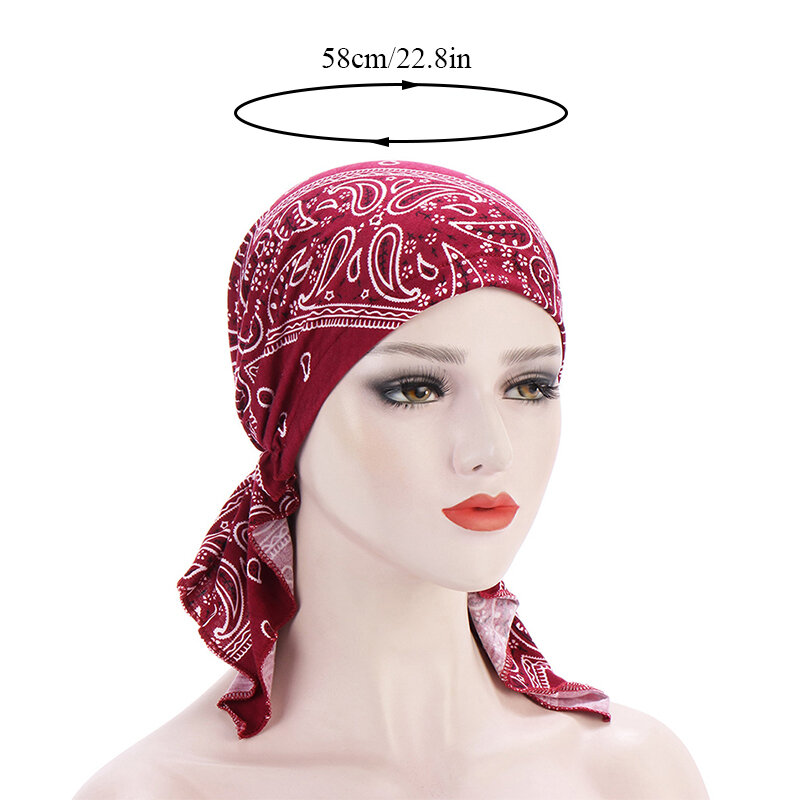 Popular Western Style Muslim Turban Cap Colorful Fashion Four Seasons High Elastic Cotton Comfortable Baotou Cap Wholesale