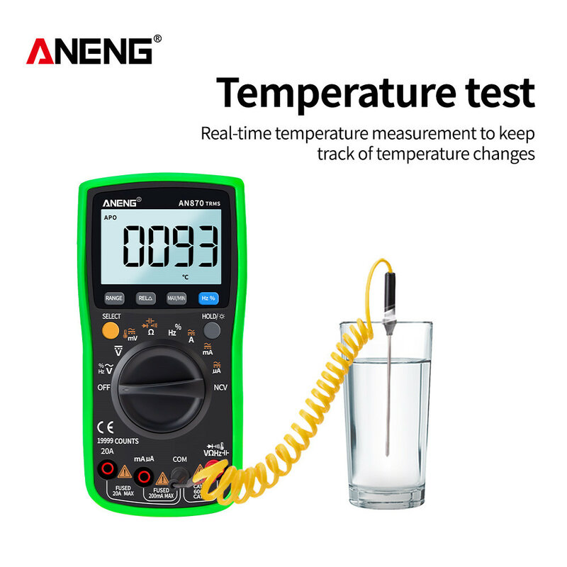 ANENG – multimètre numérique AN870, testeur électrique de transistor professionnel à 19999 comptes, 600v, esrmètre multi-volt, ensemble de plomb