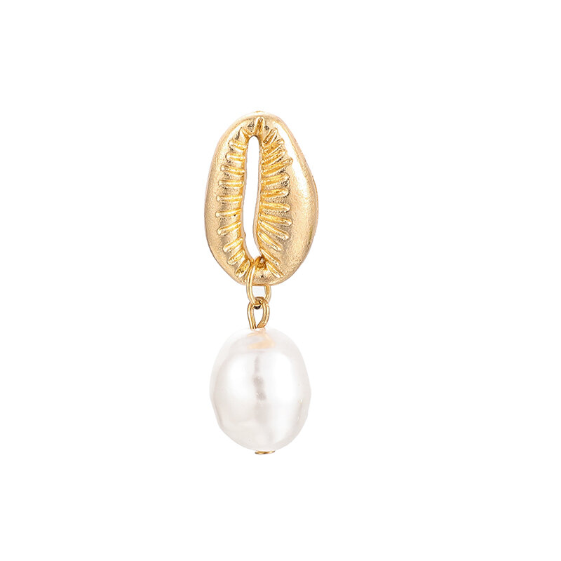 Tocona 4pair/1set Boho Gold Beach Shell Starfish Conch Pearl Drop Dangle Earrings for Women Beach Piercing Earring Gift F02101