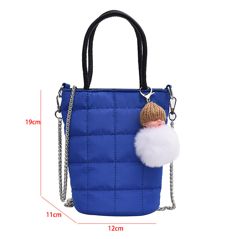 2021 zimowa łańcuszkowa torba na ramię Plaid Tote kobiety Space Pad bawełniana puchowa torba torebka damska typu Bucket sac główny Trend Bolsa Feminina