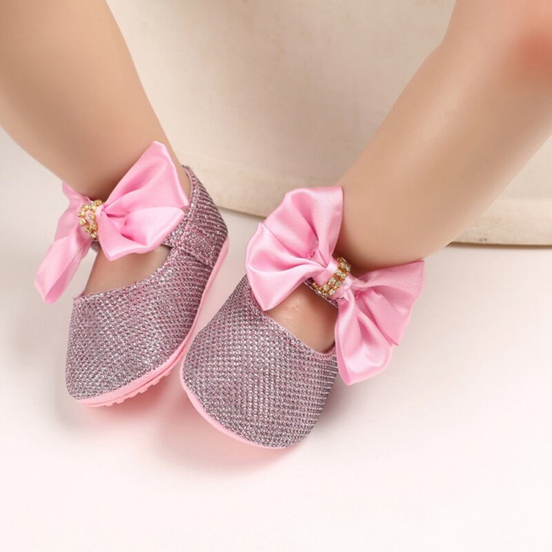 Chłopcy dziewczęta buty antypoślizgowe płótno Bowknot maluchy nowonarodzone pierwsze buty do chodzenia na co dzień