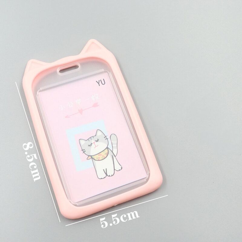 Cute Cartoon Card Holder Cat Rabbit Bank Identity Bus ID Card Sleeve Case with Retractable Reel Lanyard Credit Cover Case