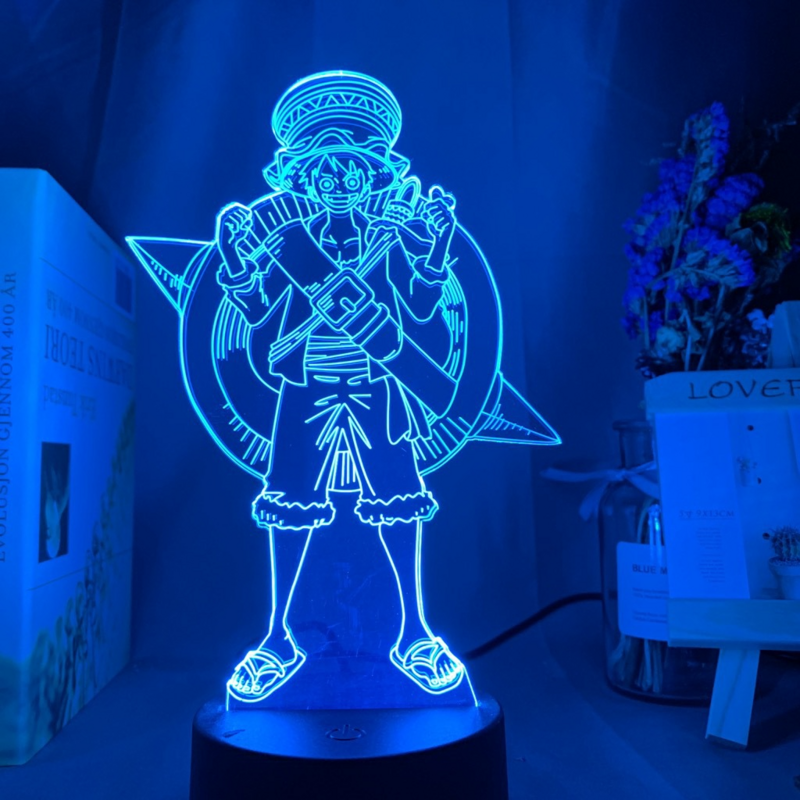 Satu Potong Cahaya Malam Monyet D. Luffy LED 7/16 Patung-patung Warna Lampu Malam Jarak Jauh 16 Warna Lampu Hadiah Dekorasi Kamar Tidur Anak