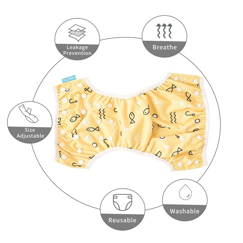 Happyflute-赤ちゃん用の調節可能な防水布おむつ,プールパンツ,水泳レッスン/ホリデーウェア,ピース/パック