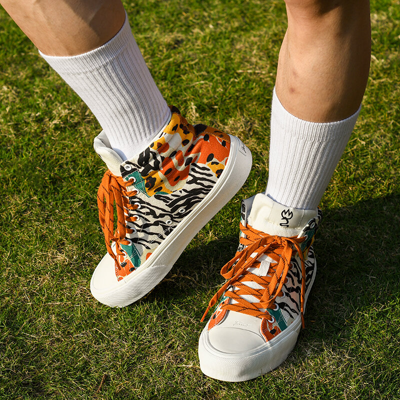 Scarpe di tela alte di nuovo arrivo di joi(per skateboard Tiger Stripes Pattern vulcanizzato moda Casual Sneaker adolescente