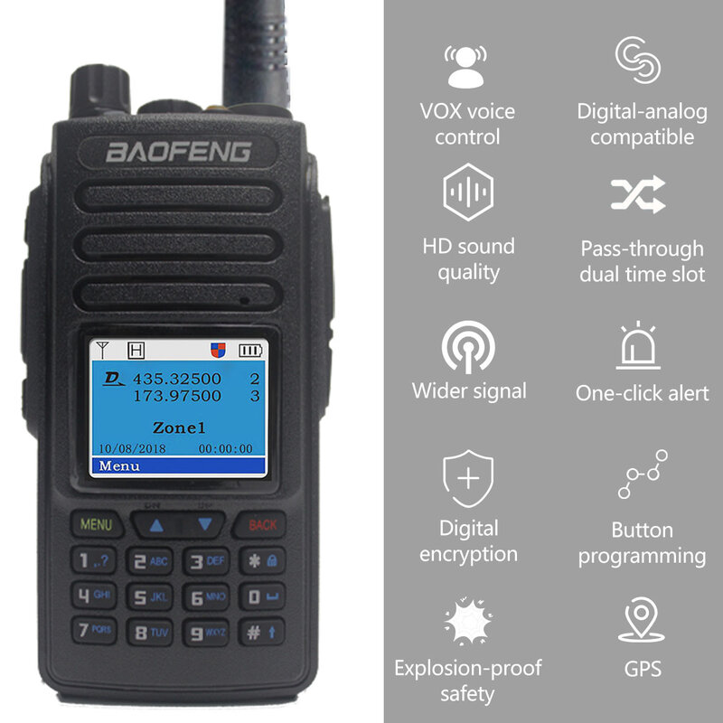 BaoFeng DM-1702 DMR Digital Anolog Dual Mode Walkie Taklie VHF UHF GPS Portable Two Way Radio DM-1701 Repeater Ham Radio