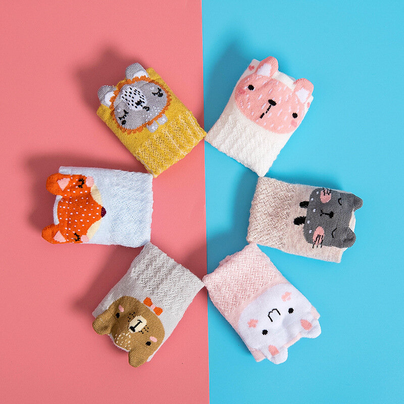 Calcetines de algodón con dibujos animados para bebé, calcetín de oso, Animal, hasta la rodilla, largos, de 0 a 3 años