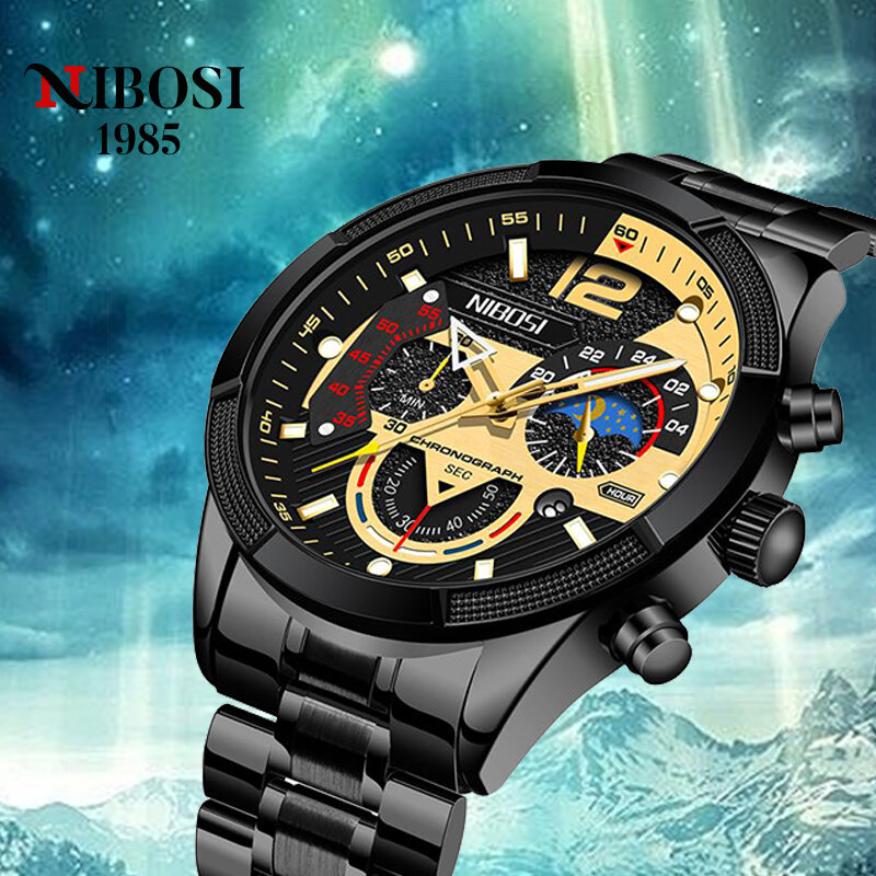 NIBOSI Sports Watch Six puntatori successo orologio da uomo 2021 giugno nuovo orologio al quarzo da uomo orologio da polso luminoso orologio da lavoro impermeabile