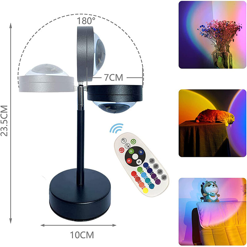 Lámpara de atardecer de 16 colores, luz de noche USB, decoración de habitación, Bar, atmósfera, fotografía de fondo para fotografía TikTok en vivo