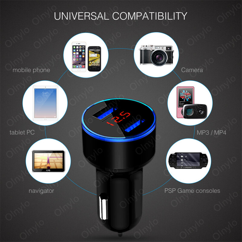 4.8A 5V Car Chargers 2 Ports Fast Charging For Samsung Huawei iphone 11 8 Plus Universal Aluminum Dual USB Car-charger Adapter