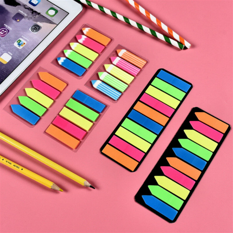 Kdd Mini Memo Pad Bookmarks Fluorescence Self-Stick Notes Index Planner Stationery School Supplies Paper Stickers