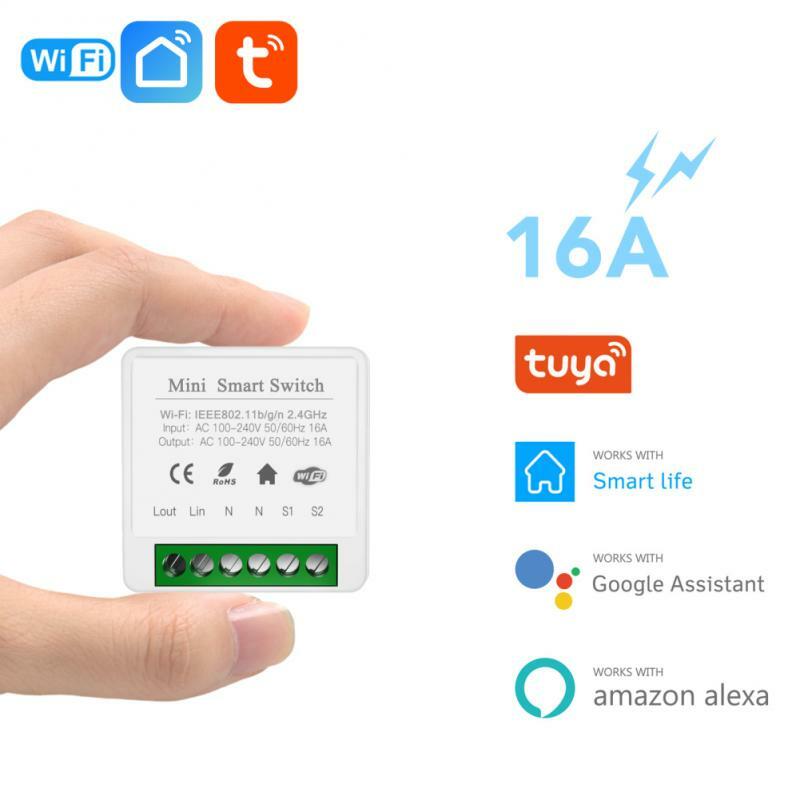 Mini Module de commutateur WiFi Tuya, 16a, pour maison intelligente, commande vocale à distance, lumière intelligente, bricolage, avec Alexa Google Home
