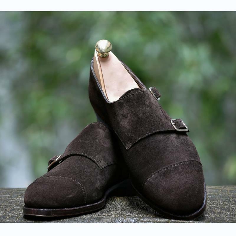 Zapatos sencillos de ante para hombre, calzado clásico británico, con hebilla de tacón bajo, cómodos, de ocio, HM142