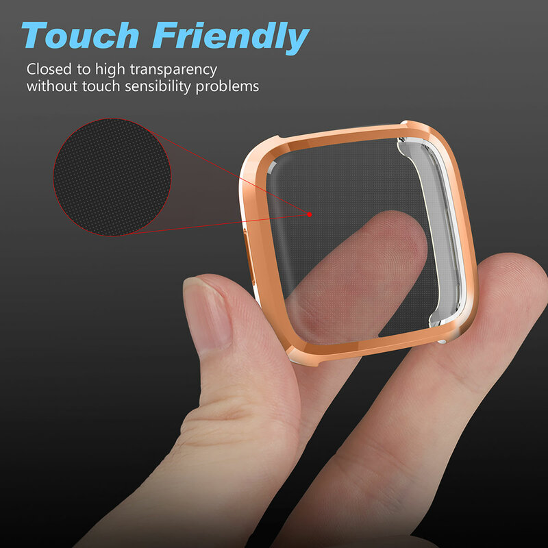Fitbit viceversa 2 de la cubierta completa funda metálica + protección de TPU funda de silicona Protector de pantalla completa para Fitbit Versa2 caso 61018