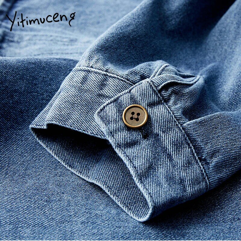 Yitimuceng blusa feminina vintage botão camisas manga longa turn-down colarinho reto sólido 2021 primavera coreano moda nova topos