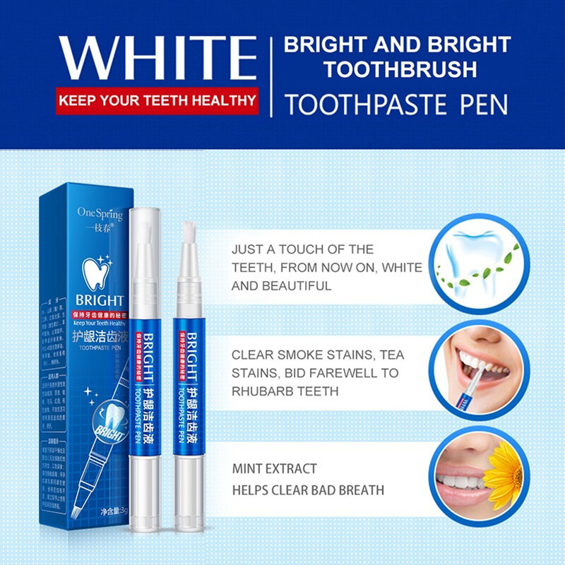 Bolígrafo blanco para blanquear los dientes, Gel blanqueador de dientes, blanqueador de manchas, higiene bucal, para el hogar, gran oferta, 3ml, 1 unidad