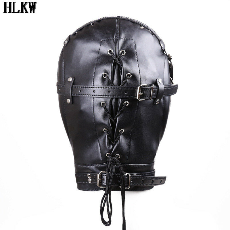 New Adult Games Sex Toys Fetish Hood Headgear With Mouth Ball Gag PU Leather BDSM Bondage Sex Mask Hood Toys For Couples for Sex
