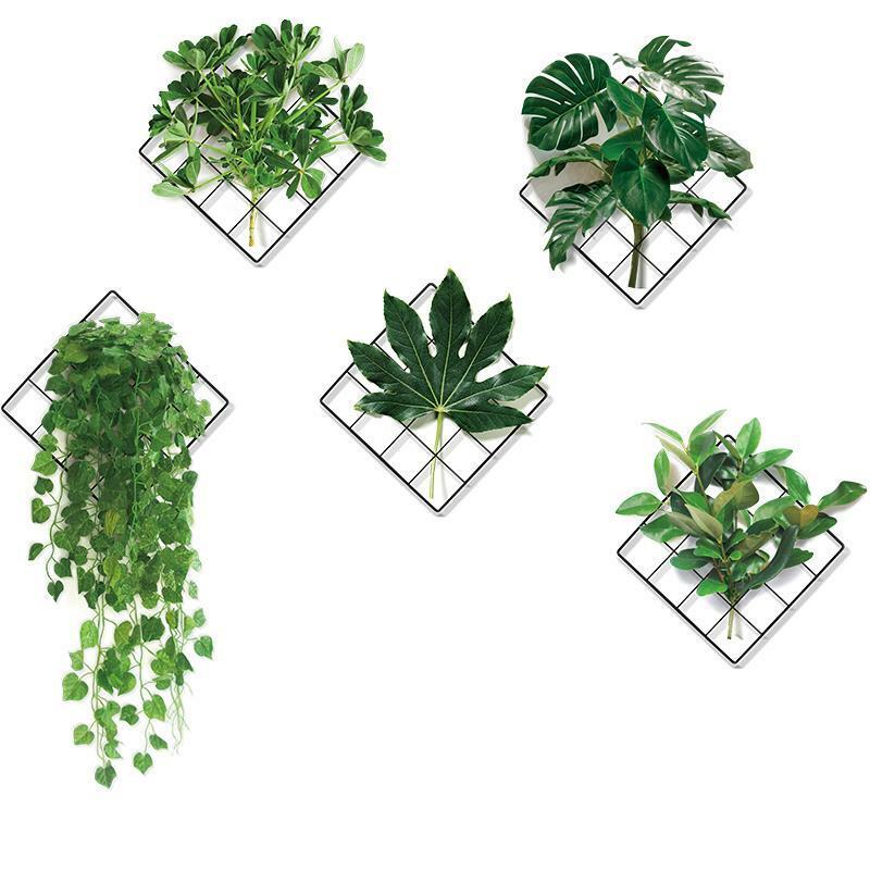 Pegatinas de espejos de pared decorativas para decoración del hogar, póster de plantas con estampado de hojas verdes, Mural para decoración moderna de la sala de estar