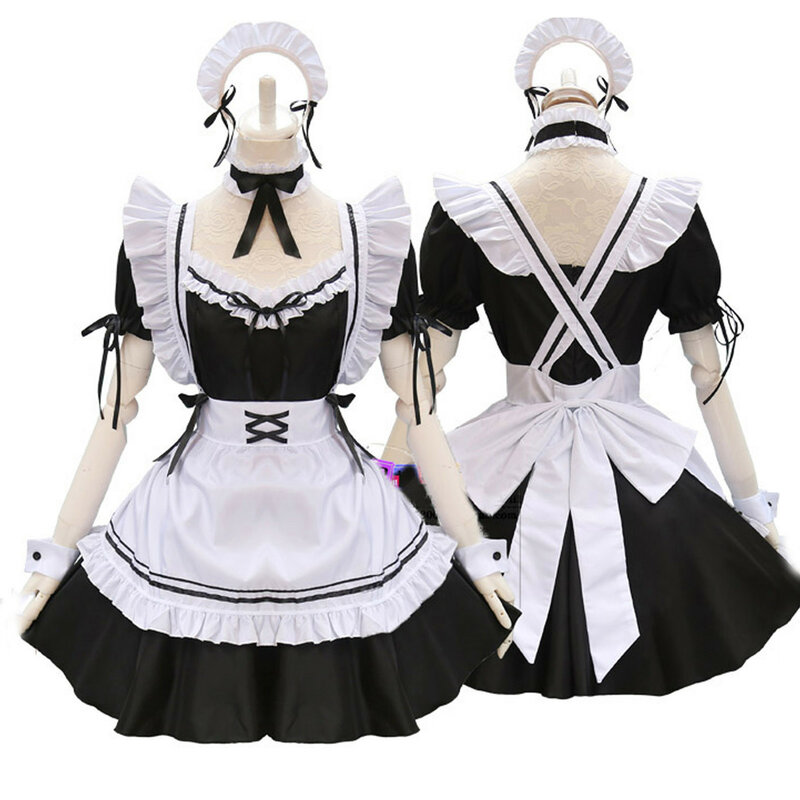 2021 preto bonito lolita maid trajes meninas feminino adorável maid cosplay traje animação mostrar roupa japonesa vestido