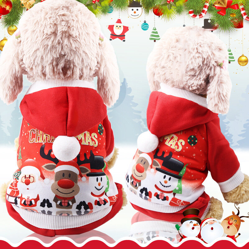 Four-legged Santa Claus Snowman Elk Coat Fleece Clothes Dog Clothes Pet Clothes Cat Autumn and Winter  Pets Acessorios