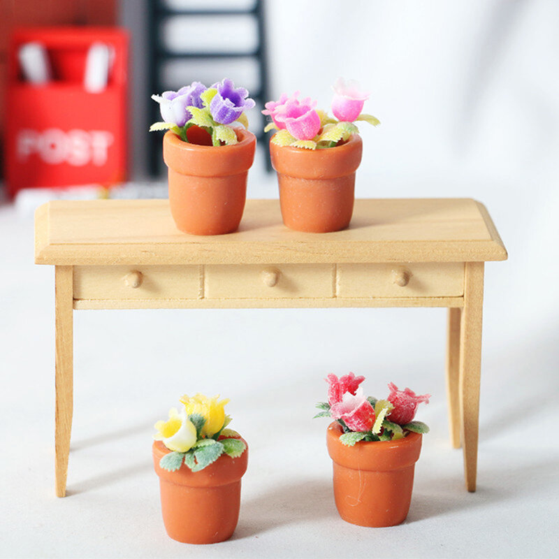 New 1:12 Dollhouse Miniature Plant Pot Potted Plants Flower Pot Furniture Home Decor Doll House Accessories