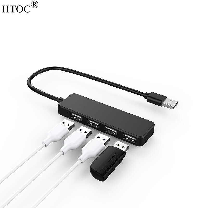HTOC USB HUB 2.0 4 Port Hub Pembagi USB Portabel Ultra Ramping untuk Permukaan Pro Notebook PC iMac Pro MacBook Air Mac Mini/Pro