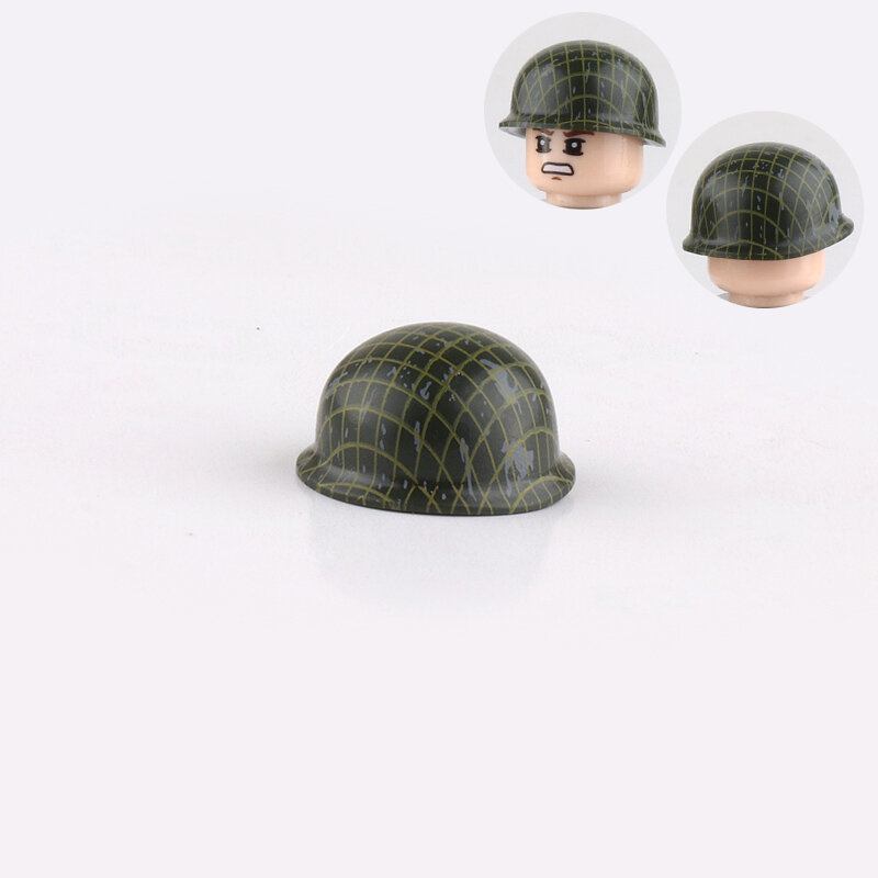 WW2 ทหารทหารอเมริกัน M1 Shade สุทธิอุปกรณ์เสริมหมวกกันน็อก Building Blocks กองทัพทหารตัวเลขหมวกกันน็อกอะไห...