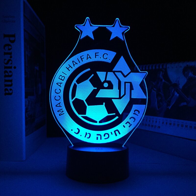 Lampa LED 3D Maccabi haifa. F.C. dekoracja sypialni światło dzieci urodziny kolorowy prezent LED lampka nocna Manga prezent dla dzieci