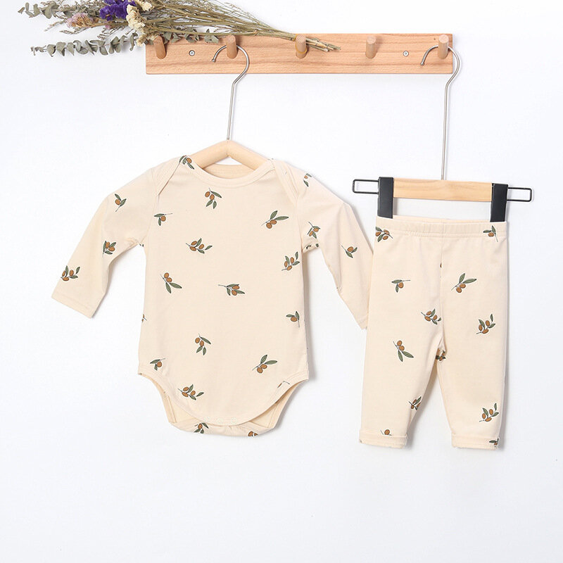 0-24M Newborn Baby Boy Girl Clothes Set autunno primavera manica lunga stampa body pagliaccetto Top e Pant Suit 2 pezzi set di abbigliamento per bambini