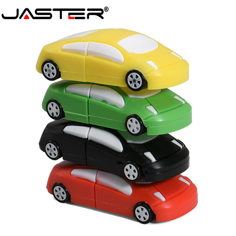 JASTER USB 2.0 만화 자동차 모델 4 색 usb 플래시 드라이브 4 기가 바이트 8 기가 바이트 16 기가 바이트 32 기가 바이트 64 기가 바이트 128 기가 바이트 pendrive 플라스틱 메모리 스틱