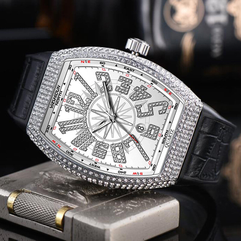 Модные мужские наручные часы YASHIDUN Hardlex, водонепроницаемые кварцевые часы с большим циферблатом, мужские светящиеся часы