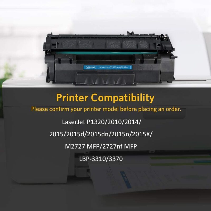 PACK de 2 Q7553A 53A 7553A cartucho de tóner de reemplazo para la impresora HP Laserjet 1320 1320n P2015dn P2015 P2015n 3390, 3392 de 1160 P2014 M2727nf