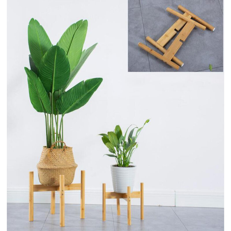 Soporte portátil para flores de bambú, maceta duradera de cuatro patas, soporte antideslizante para maceta de plantas