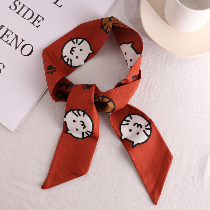 Accesorios de cinta para el cabello con lazo coreano para coleta mujer, diademas de seda estampada con letras, para verano