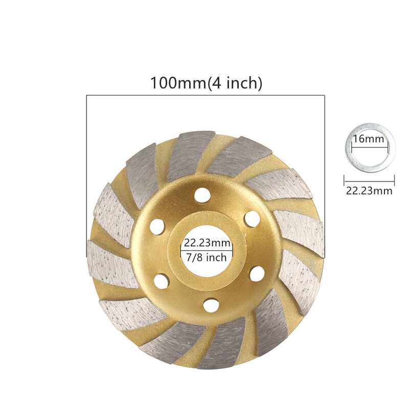 Алмазный шлифовальный круг HEDA, 100 мм, 4 дюйма, диск для резьбы в форме чаши, электроинструменты для резки бетона, гранита, камня, керамики
