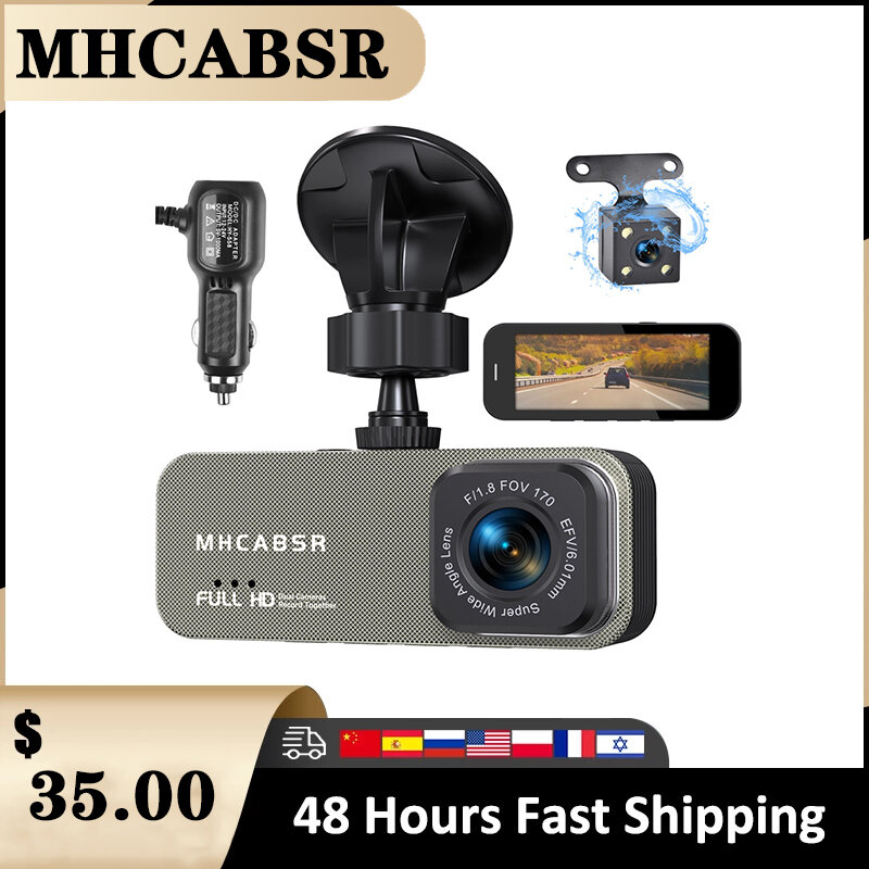 MHCABSR-cámara DVR para coche, grabadora de vídeo con ángulo amplio de 170 °, 2K y 1080P, grabación en bucle de visión nocturna