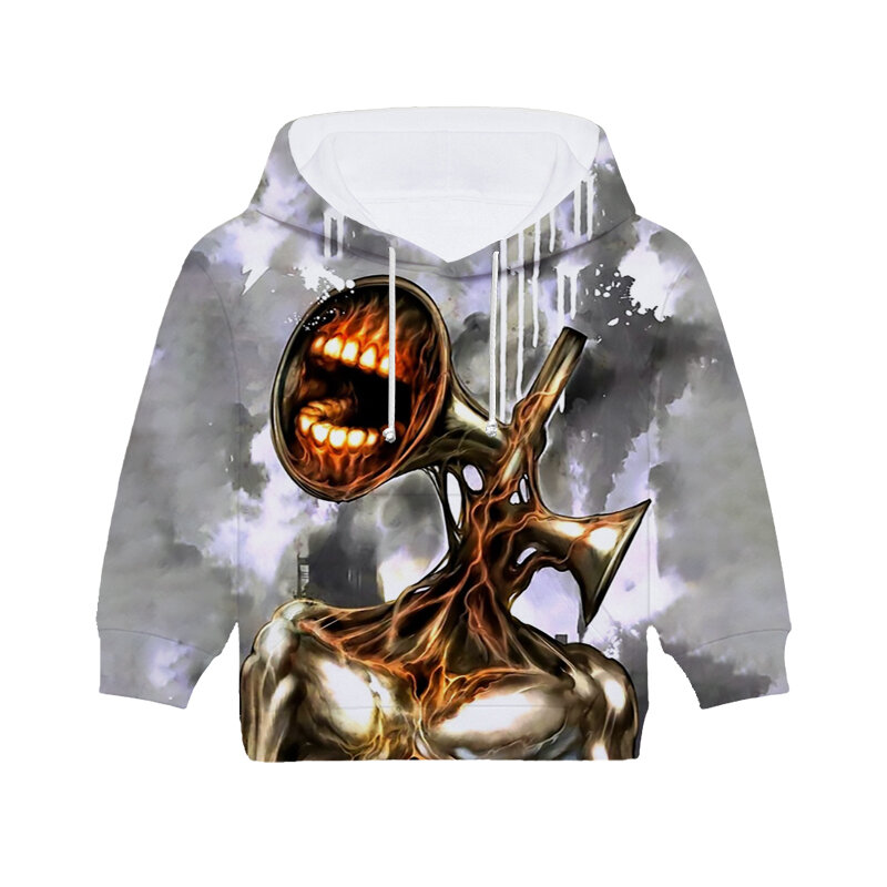 Sweat-shirt à capuche avec tête de sirène pour enfants, imprimé en 3D, pulls pour garçons et filles, dessin animé, décontracté, printemps automne